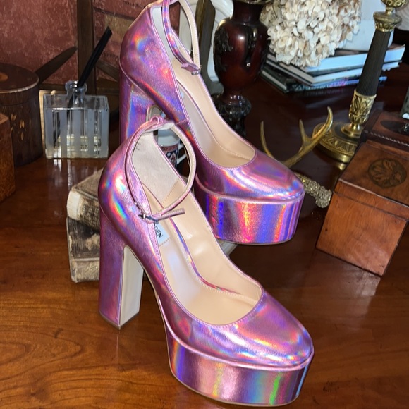Steve Madden Skyrise platform mary janes in pink irridescent - Picture 6 of 16